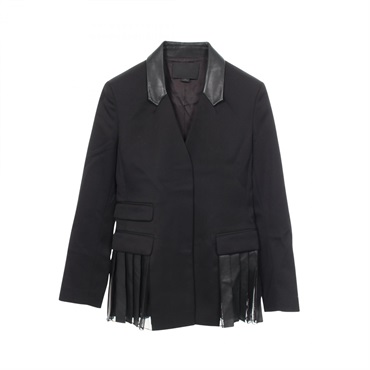 alexanderwang Leather Lace Tailored jacket wool polyester Black Used Women #0