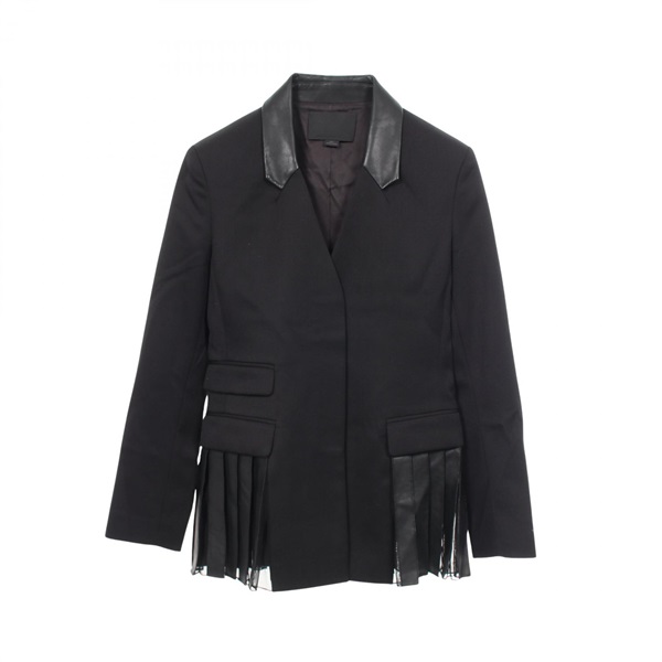 alexanderwang Leather Lace Tailored jacket wool polyester Black Used Women #0