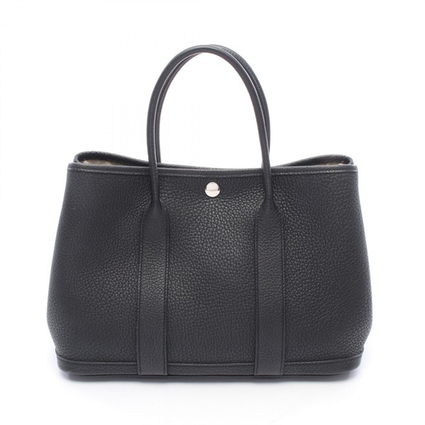 HERMES Garden party PM Tote hand Bag U Negonda leather Black Used Women SHW