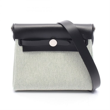 HERMES Herbag Zip Mini Shoulder crossbody Bag G Toile H Hunter Vert moyen SHW