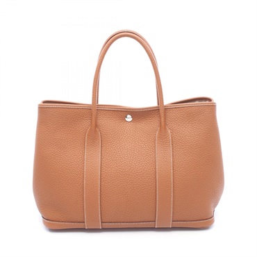 HERMES Garden party PM Tote hand Bag D Negonda leather Gold Used Women SHW