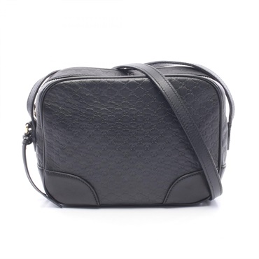 GUCCI BREE MICRO Guccissima Shoulder crossbody Bag 449413 leather Black Used