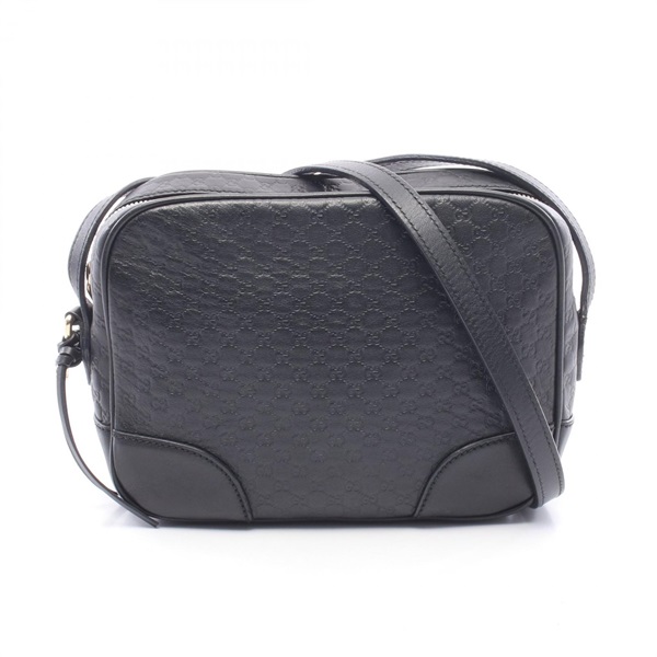 GUCCI BREE MICRO Guccissima Shoulder crossbody Bag 449413 leather Black Used