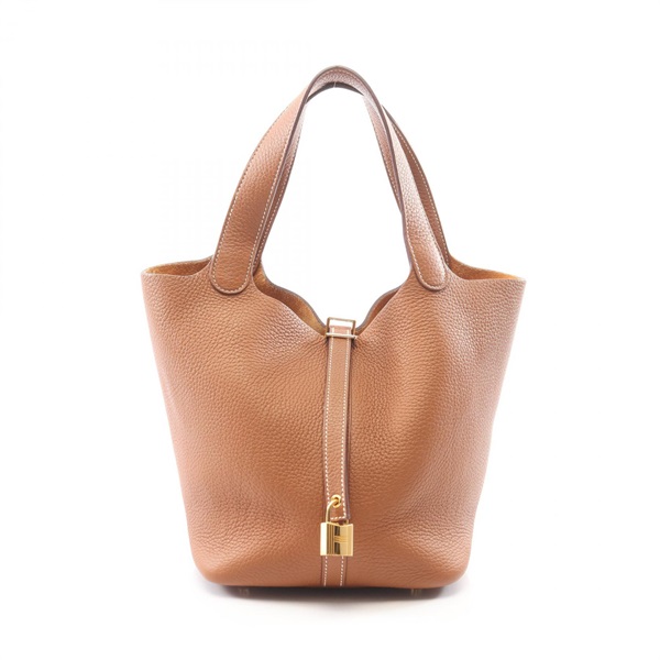 HERMES Picotin Lock MM Tote Handbag Clemence leather Brown Gold GHW Used Women B
