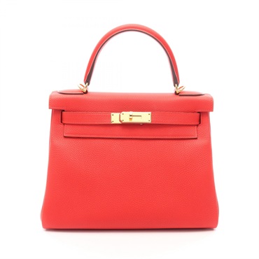HERMES Kelly 28 Sellier Shoulder Handbag Togo leather Rouge Coeur GHW Used D