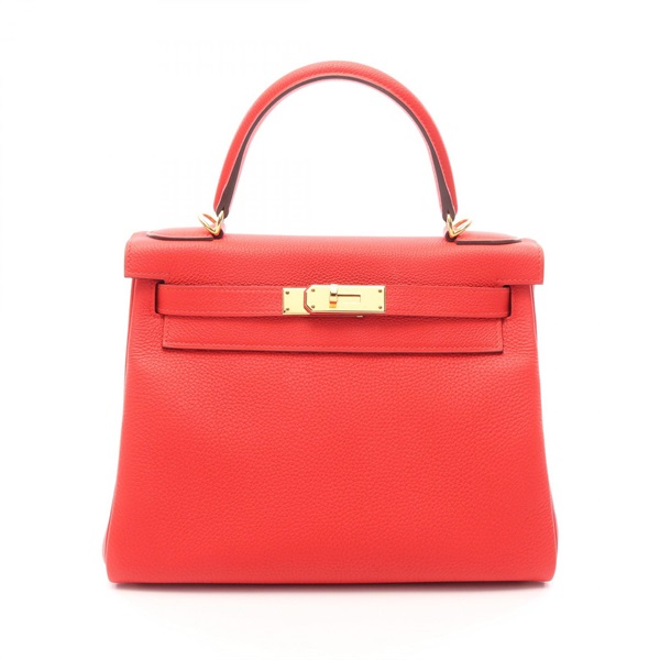 HERMES Kelly 28 Sellier Shoulder Handbag Togo leather Rouge Coeur GHW Used D