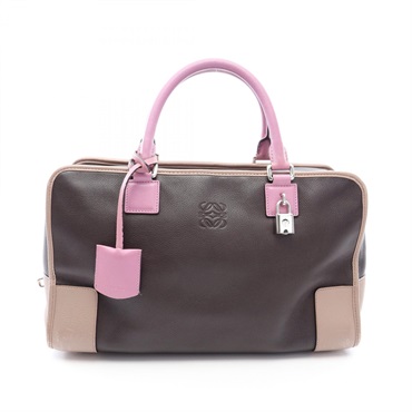 LOEWE Amazona 36 Square Handbag leather Brown Beige Purple Used Women