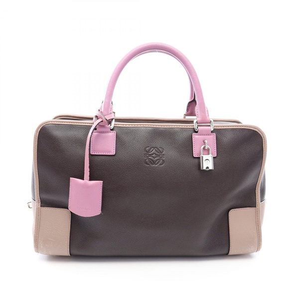 LOEWE Amazona 36 Square Handbag leather Brown Beige Purple Used Women