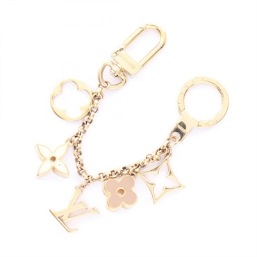 LOUIS VUITTON Bag Charm Chain Fleur de Monogram Key ring M65111 Gold Plated Used