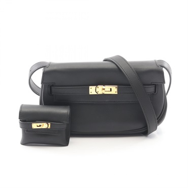 HERMES Kelly Moove Shoulder Crossbody Bag 084552CC leather Black GHW Used W