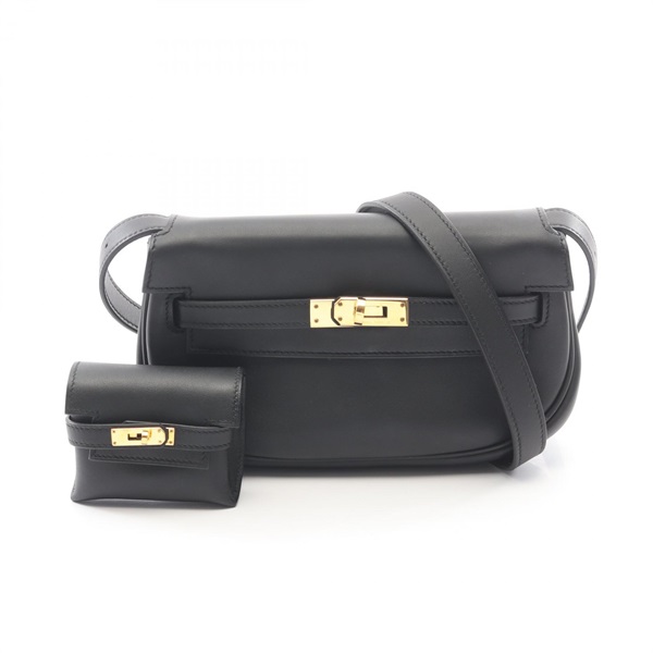 HERMES Kelly Moove Shoulder Crossbody Bag 084552CC leather Black GHW Used W