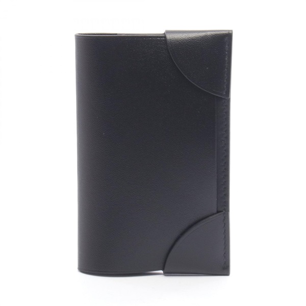 HERMES Coin de Mal Card Case Box calf leather Black Preowned unisex G