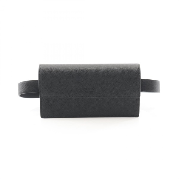 PRADA Waist Belt Bum Bag Saffiano Calf leather Black SHW Used Women