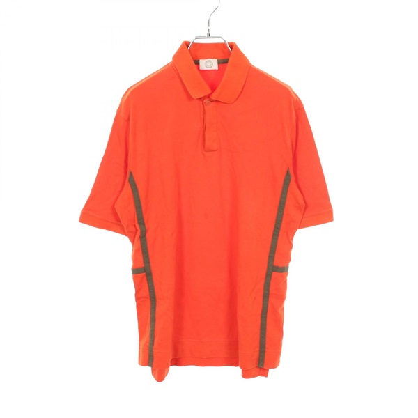 HERMES Serie Button Short Sleeve Polo Shirt Top cotton Orange Used Women size M