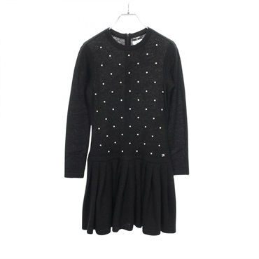 CHANEL Long sleeved Dress P50016K06342 Mohair Cashmere Black Used Women #34