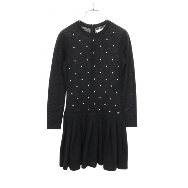 CHANEL Long sleeved Dress P50016K06342 Mohair Cashmere Black Used Women #34