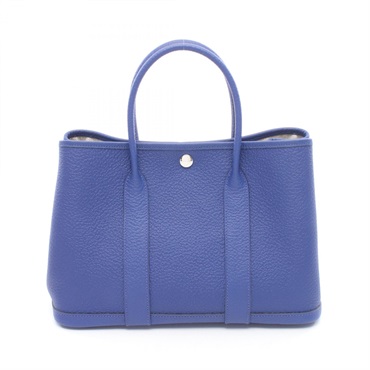 HERMES Garden Party TPM Tote Handbag Country leather Blue electric SHW Used D