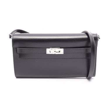 HERMES Kelly Long To Go Shoulder crossbody Bag K box calf leather Black used SHW