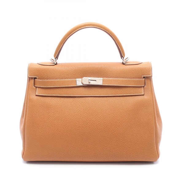 HERMES Kelly 32 shoulder Handbag K Togo leather Gold Used Women SHW
