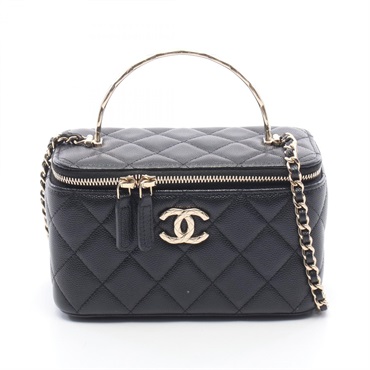 CHANEL Matelasse Vanity Top Handle chain crossbody Shoulder Bag leather BK GHW