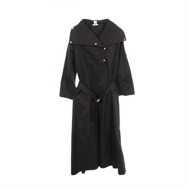 HERMES Serie Button Long Dress 5H0543DV cotton Black Used Women #34
