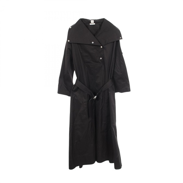 HERMES Serie Button Long Dress 5H0543DV cotton Black Used Women #34