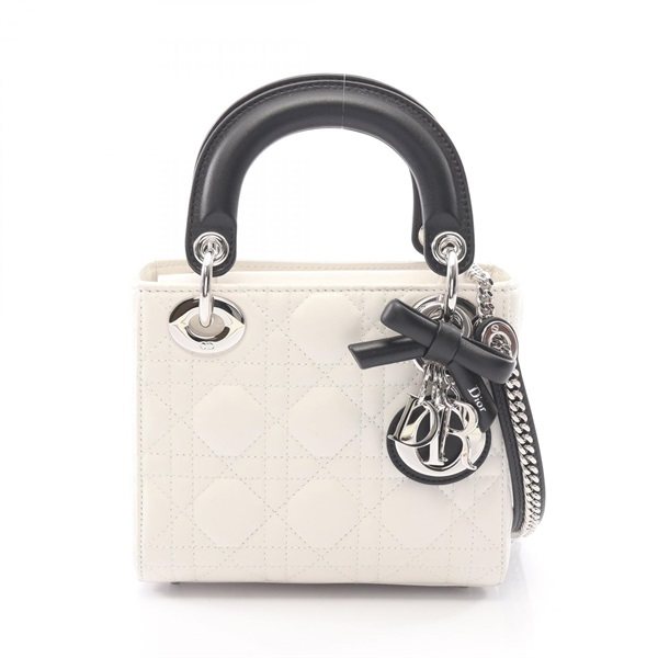 Christian Dior Lady Dior Mini Cannage Crossbody Shoulder Handbag leather Used