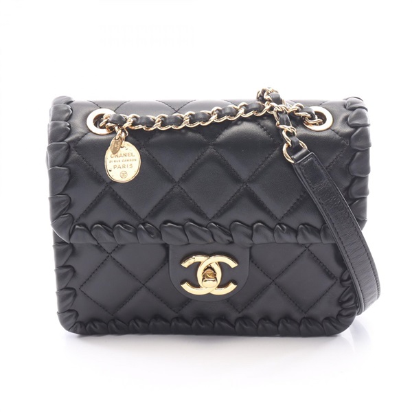 CHANEL Matelasse chain Shoulder Bag Lambskin leather Black Used Women GHW