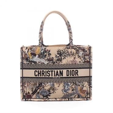 Christian Dior BOOK TOTE Medium Jardin d'Art Vert Handbag canvas Beige Used