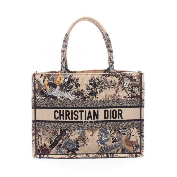 Christian Dior BOOK TOTE Medium Jardin d'Art Vert Handbag canvas Beige Used