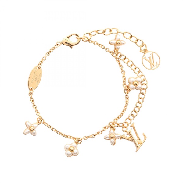 LOUIS VUITTON LV Floragram Bracelet M0940A Gold Plated White Used Women