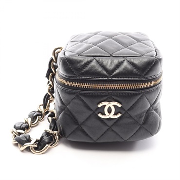 CHANEL Matelasse Chain business clutch hand bag AP2803 Lambskin Black Used GHW