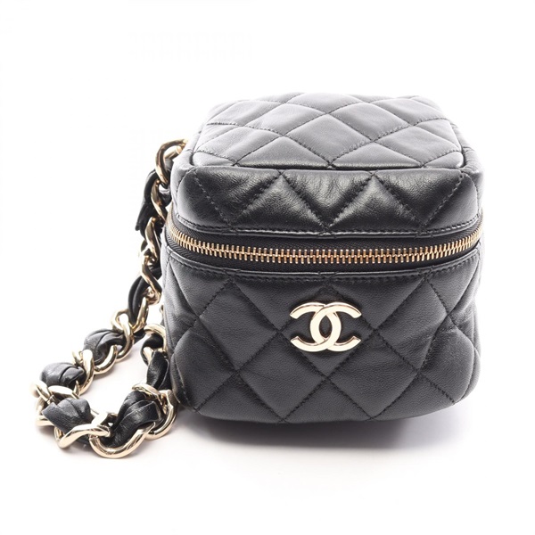 CHANEL Matelasse Chain business clutch hand bag AP2803 Lambskin Black Used GHW