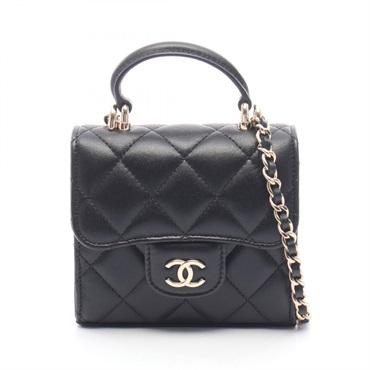 CHANEL Mini Matelasse Chain Clutch Shoulder crossbody Bag AP2682 Lambskin BK GHW