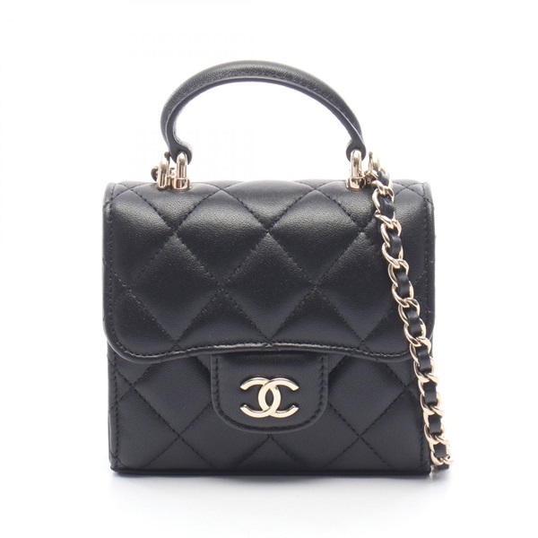 CHANEL Mini Matelasse Chain Clutch Shoulder crossbody Bag AP2682 Lambskin BK GHW