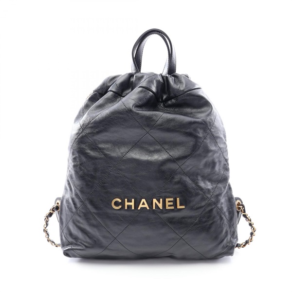 CHANEL chanel 22 Rucksack Backpack drawstring bag leather Black Used Women GHW