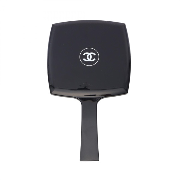 CHANEL COCO Mark Hand Mirror Novelty Item Plastic Black White Used Women CC