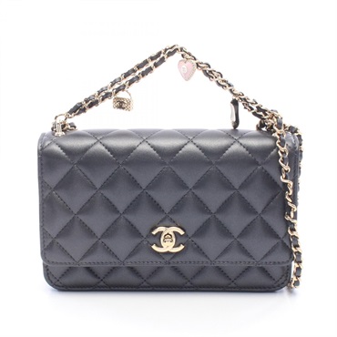 CHANEL Matelasse chain Shoulder hand Bag AP4537 Lambskin Black Used Women GHW