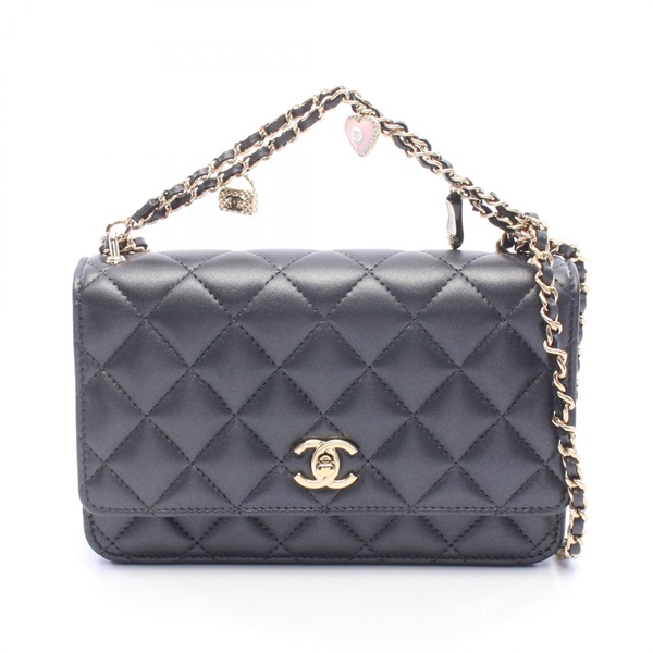CHANEL Matelasse chain Shoulder hand Bag AP4537 Lambskin Black Used Women GHW