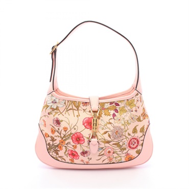 GUCCI New Jackie Flora Shoulder hand Bag 550152 canvas leather Pink Used Women