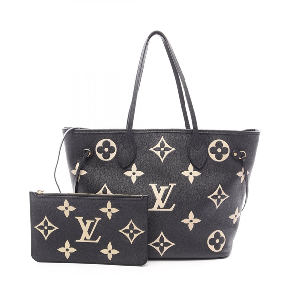 LOUIS VUITTON Neverfull MM Shoulder Tote Bag M58907 Monogram empreinte Black LV