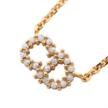 Christian Dior CD logo Necklace pendant Gold Plated Rhinestone Artificial pearl