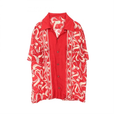 KAPITAL All-over print Open collar Short sleeves Shirt #3 Cupra Red Beige Used