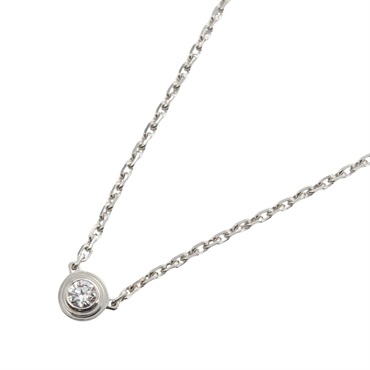 CARTIER d'Amour Mini Diamond Necklace Pendant 18KWG White Gold Clear Used Women