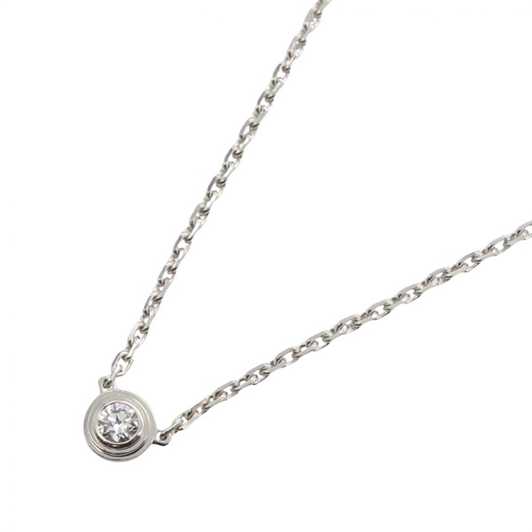 CARTIER d'Amour Mini Diamond Necklace Pendant 18KWG White Gold Clear Used Women