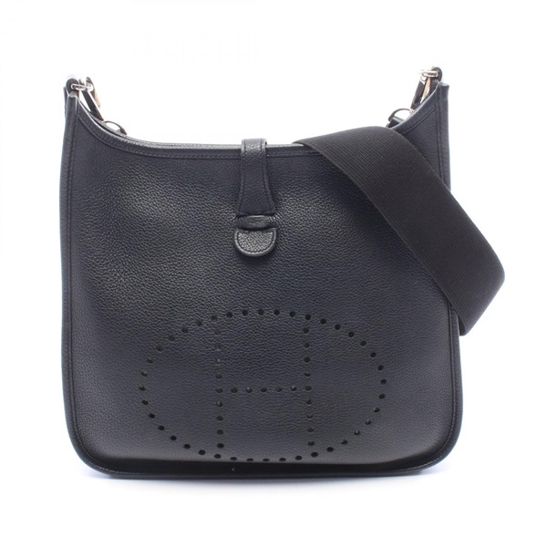 HERMES Evelyne 1 PM Shoulder hand Bag M Taurillon Clemence  Black Used Women SHW