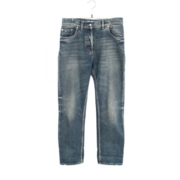 PRADA 5-pocket Distressed Finish Denim Pants Trousers #25 cotton Navy Used Women