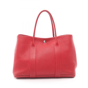 HERMES Garden Party PM Tote Handbag Negonda leather Red Rouge casaque SHW Used R