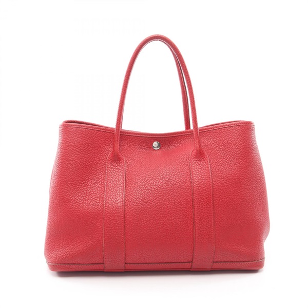 HERMES Garden Party PM Tote Handbag Negonda leather Red Rouge casaque SHW Used R