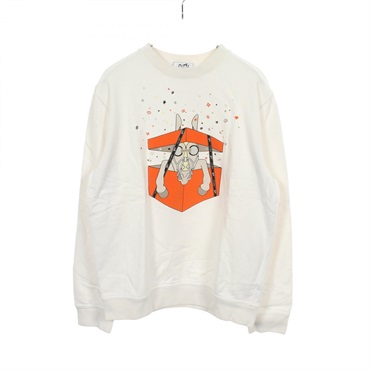 HERMES Boite Surprise Sweatshirt Longsleeves cotton White Used mens size M